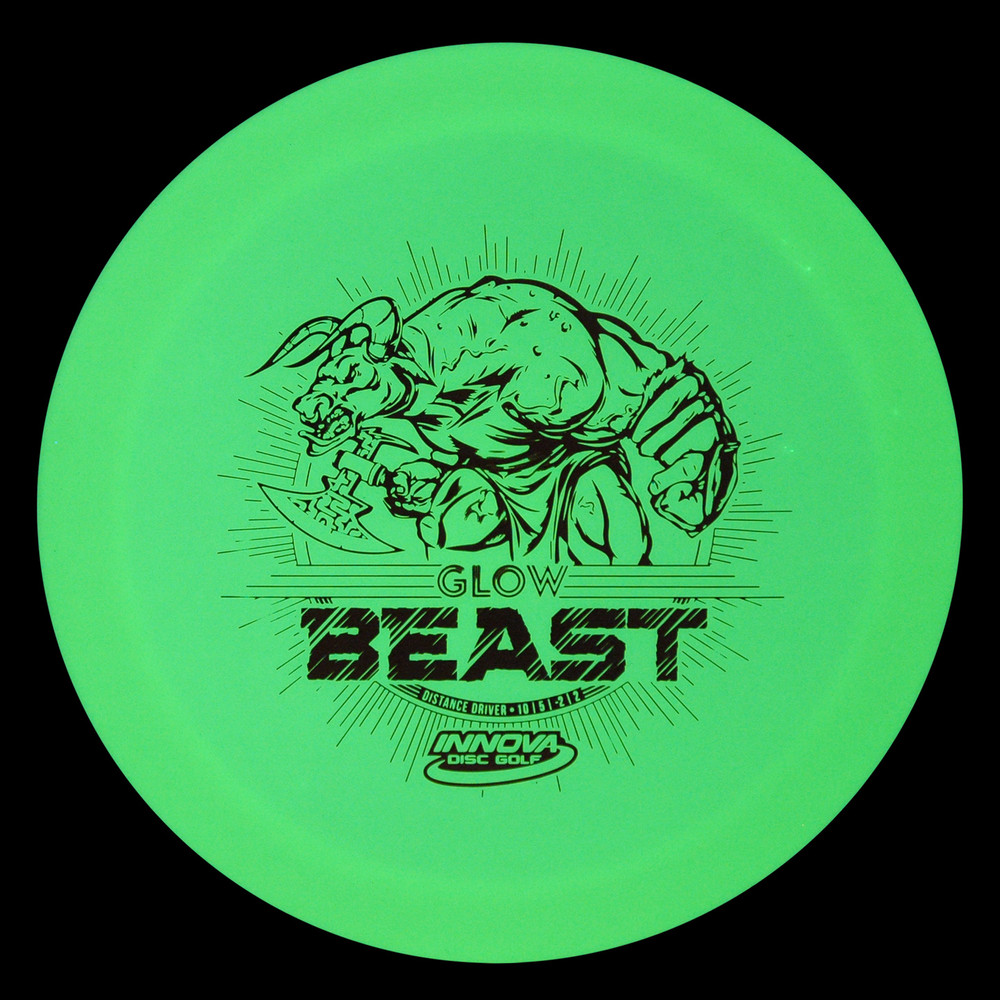 Innova DX GLOW BEAST - Glow in the Dark Driver - front view with red stamp glow